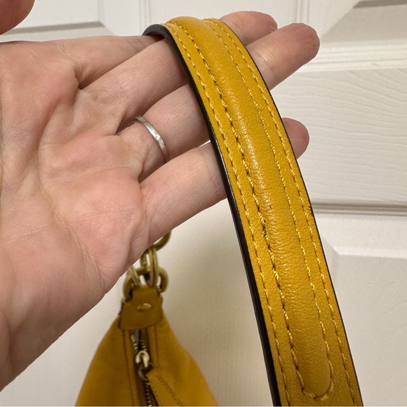 Coach Ashley Medium Leather Pleated Satchel Sunflower Yellow - Picture 8 of 15